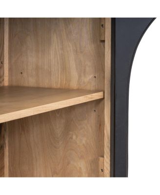  4-Door Large Storage Sideboard Buffet Cabinet with Glass Doors (Black