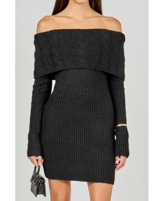 Women's Off Shoulder Sweater Mini Dress