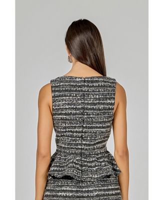 Women's Sequin Textured Peplum Top