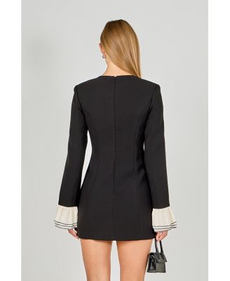 Women's Ruffle Detailed Long Sleeve Mini Dress