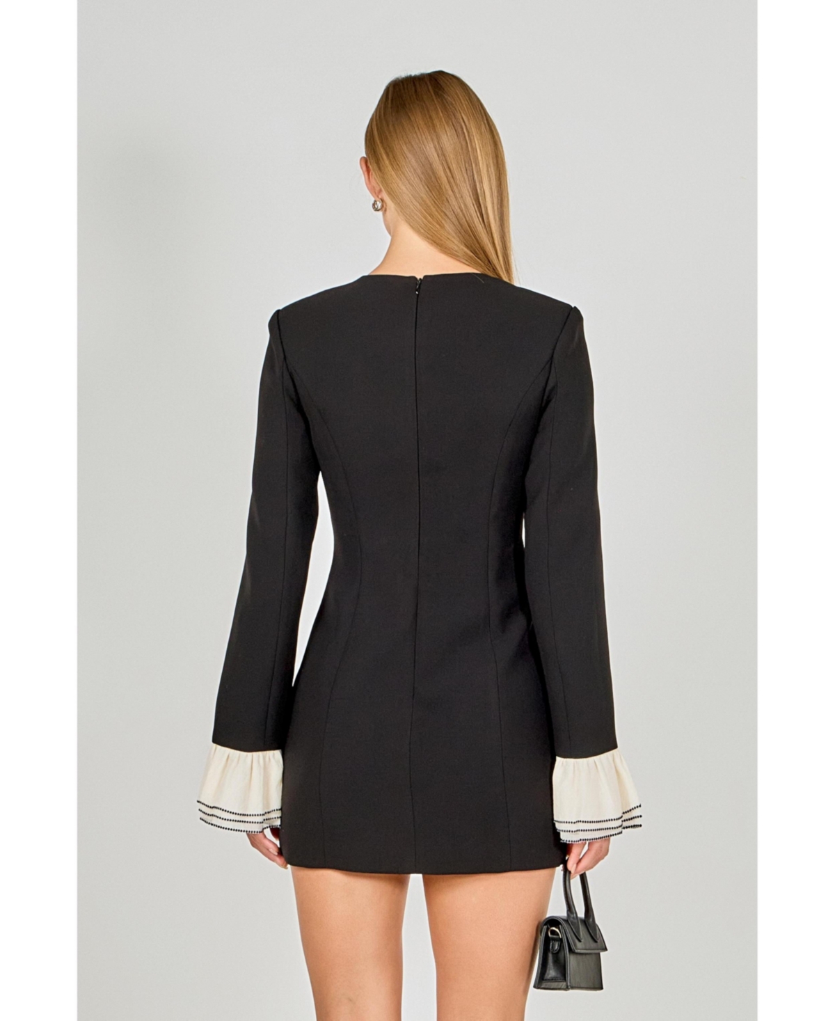 endless rose Women's Ruffle Detailed Long Sleeve Mini Dress