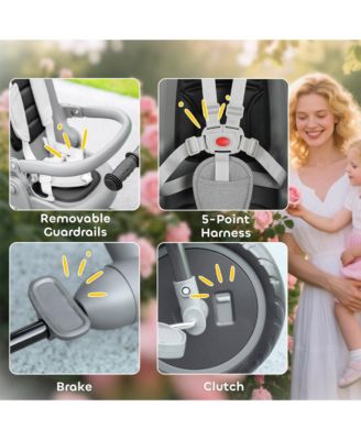 6 in 1 Kids Tricycle with Adjustable Push Handle for 1-5 Years