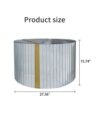 Marble Round Coffee Table with Silver Mirror & Gold Dust Finish