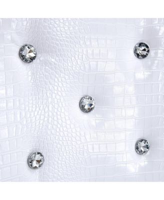 Set of 4 Retro Alligator Upholstered Dining Chairs with Crystal Buckle