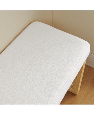 Shoe-changing bench with wooden frame and cushioned seat - Beige