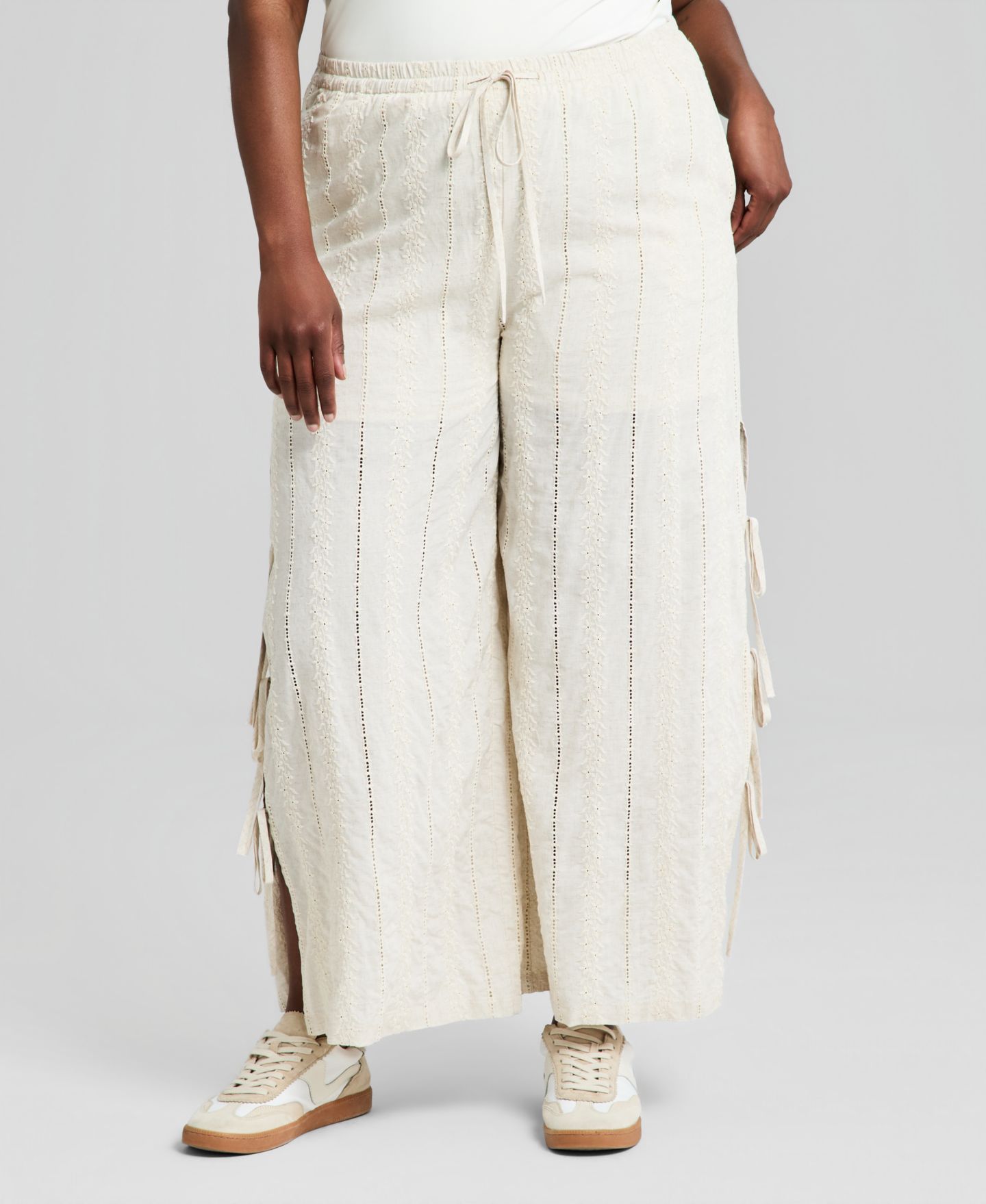 Женские брюки And Now This Trendy Plus Size Embroidered Wide-Leg, цвет: Рыжевато-коричневый — фото 3
