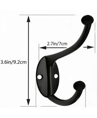 10Pcs Black Zinc Die-Cast Coat Hooks, Dual Design, 35Lbs Capacity, Easy Install