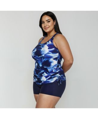 Plus Size Maya Tankini Swim Top With Built-In Bra and Swim Shorts Set
