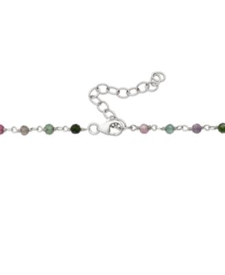 Cultured Freshwater Pearl & Multi Tourmaline Necklace in Sterling Silver