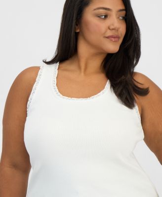 Trendy Plus Size Lace-Trim Tank Top