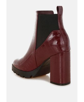 Women's Foxy Faux Leather Croc Chelsea Boots