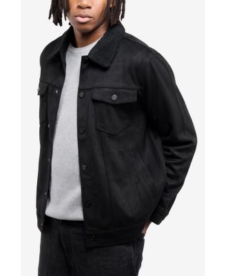 Men's Faux Suede Jacket With Faux Fur Collar