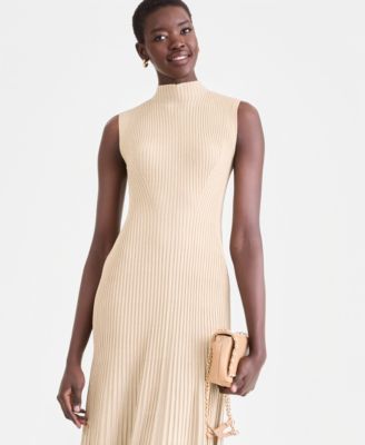 Women's Sleeveless Metallic Rib-Knit Sweater Dress