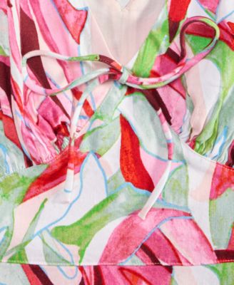 Women's Sleeveless Printed Linen-Blend Midi Dress