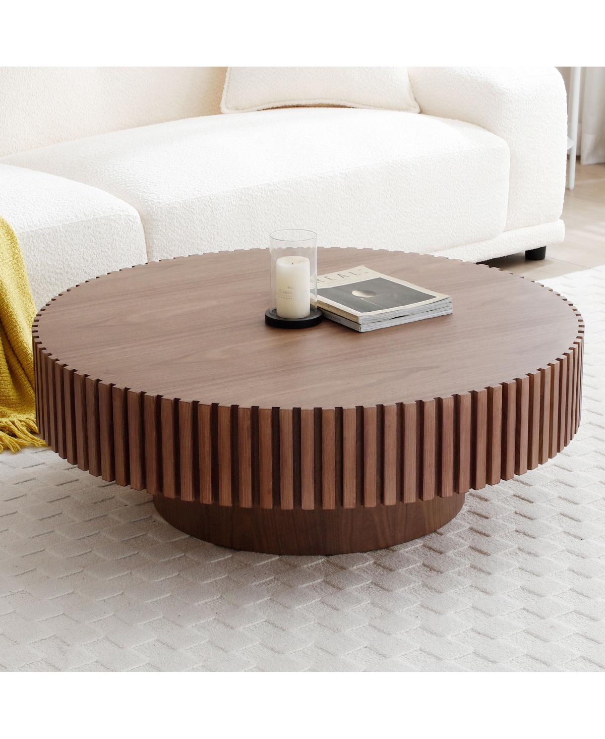 Streamdale Furniture Round Mid Century Modern Coffee Table - Walnut