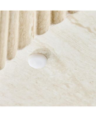 Faux travertine Round Coffee Table with Eye-Catching Relief Design, Travertine