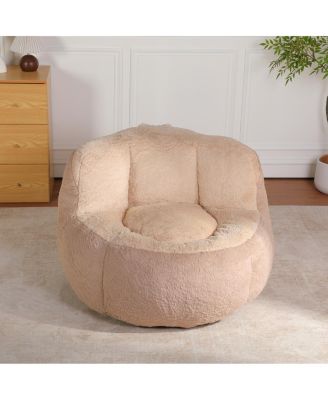 Oversized Multicolor Faux Fur Bean Bag Chair with Shredded Sponge Filling