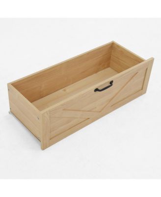 2-Door Wood Wardrobe with Hanging Rod, 2 Drawers, Mirror & Light