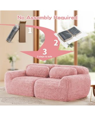 2-seater Modular Sectional Sofa, Plush Fabric, No Assembly, Ergonomic, With Pillows