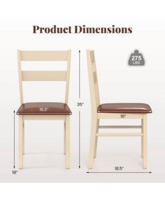 Wooden dining chair with rubber wood frame padded seat for kitchen