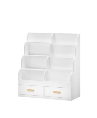 Kids Bookshelf with 2 Storage Drawers and Toy Organizer