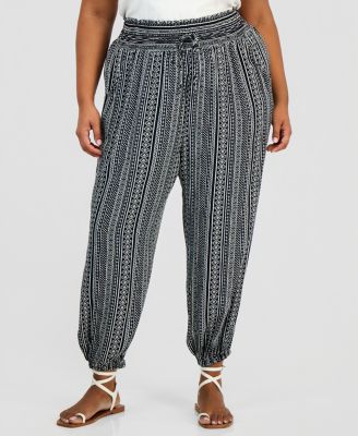 Trendy Plus Size Printed Pull-On Jogger Pants
