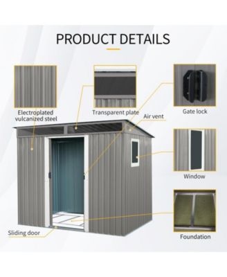Mondawe 8ftx6ft Outdoor Metal Storage Shed with Window,Transparent plate and lockable sliding door