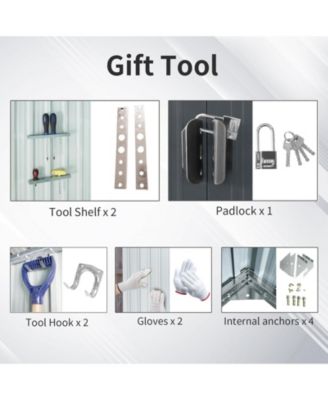 Mondawe 8ft x 6ft Outdoor Metal Storage with Lockable Sliding Doors and Transparent plate