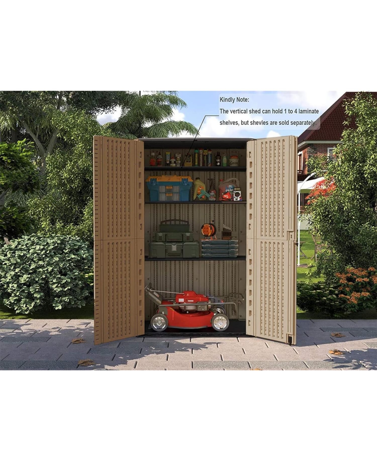 50 "W x 29" D 79.53"H Outdoor Storage Shed with Sliding Door ,Double Cabinet