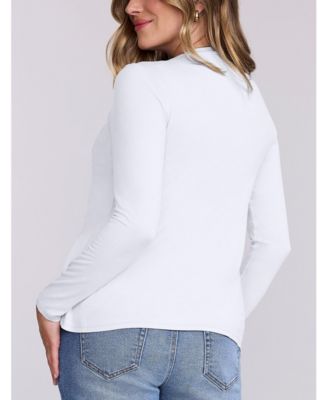 Maternity Motherhood Crewneck Long Sleeve Draped Nursing Tee