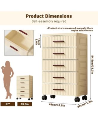 Plastic Storage Drawer Cart for Home Organization, Beige/Khaki