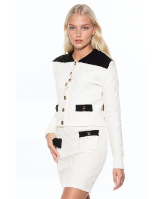 Women's Alina Fully Knit Cardigan with Contrast Collar