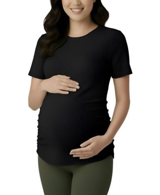 Women's Women's Crew Neck Side-Ruched Maternity Short Sleeve Top - Motherhood Maternity