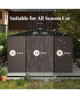10 x 14 FT Outdoor Storage Shed with Improved Windproof Metal Structure 4 Vents