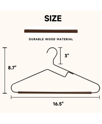 36-Pack S-Shaped Opening Metal Hangers with Wooden Pants Bar, Wire Hangers with Beech Wood Trouser Bar for Sweaters, Jackets, Jeans, T-Shirts
