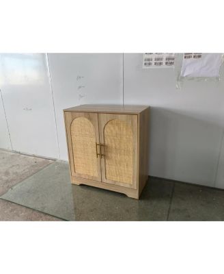Sideboard Buffet Cabinet with 2 Rattan Doors & Shelves, Modern Credenza Coffee Bar Cabinet