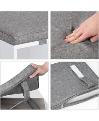 Entryway Shoe Bench with Storage and Cushioned Seat, Wooden Shoe Rack with Adjustable Shelves and Side Pockets