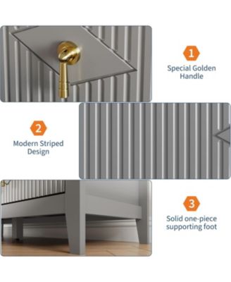 47" Wide Fluted Dresser, 6 Drawer Modern Wood Storage Chest for Bedroom or Living Room, Grey