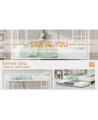 Durable Square Tube Iron Bunk Bed with Safety Rails