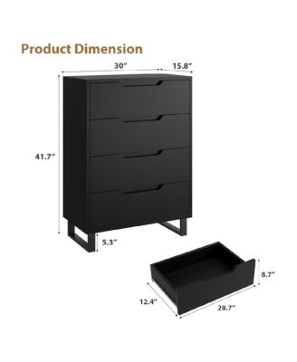 4-Drawer Dresser for Bedroom, 41" Tall Freestanding Storage Chest for Living Room or Closet, Black