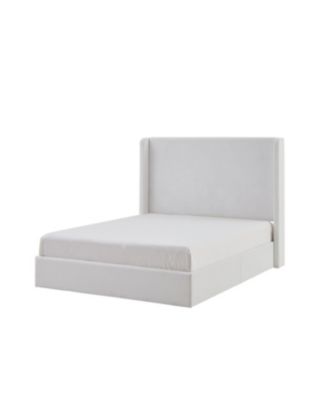 Carmen King Upholstered Wingback Bed - No Box Spring Needed