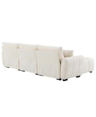 110" Modular Sectional Sofa, L-Shape, Extra-Large Seat, Movable Ottoman, Boucle Fabric
