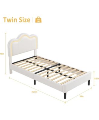 Twin Upholstered Smart LED Bed Frame with Adjustable Hill