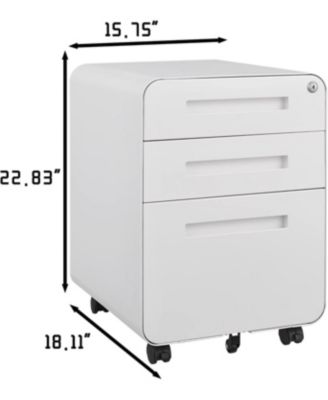 3-Drawer Mobile File Cabinet with Lock, Under Desk Metal Filing Cabinet for Home Office