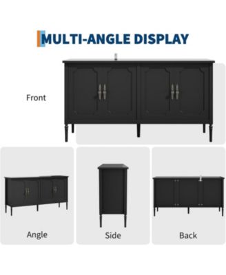 59" Buffet Cabinet with Storage, Wide Wood Console Table for Kitchen, Dining Room & Entryway, Black
