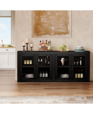 70.8" Sideboard Buffet Cabinet with 4 Glass Doors, Farmhouse Modern Accent Storage Cabinet