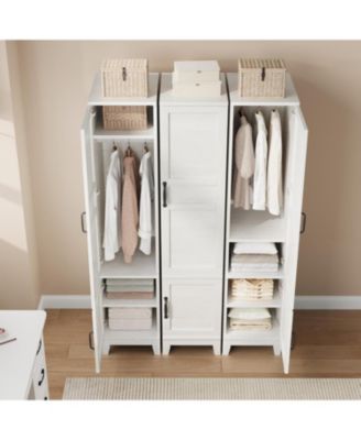 72" Narrow Armoire Wardrobe Closet with Doors, Adjustable Shelves & Hanging Rod for Bedroom, White