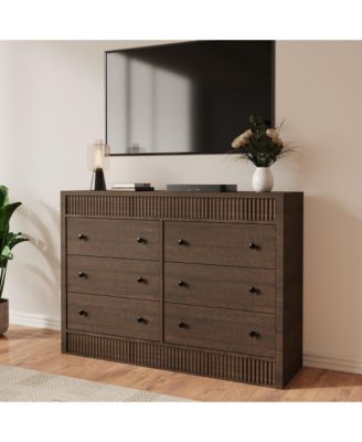 6-Drawer Dresser for Bedroom, 47" Wide Wooden Chest of Drawers