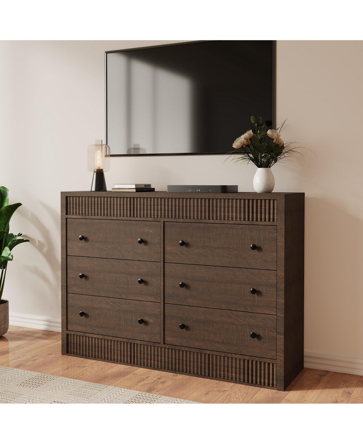gaomon 6-Drawer Dresser for Bedroom, 47" Wide Wooden Chest of Drawers