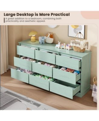 9-Drawer Dresser for Bedroom, Large Double Chest of Drawers with Deep Storage & Wide Top
